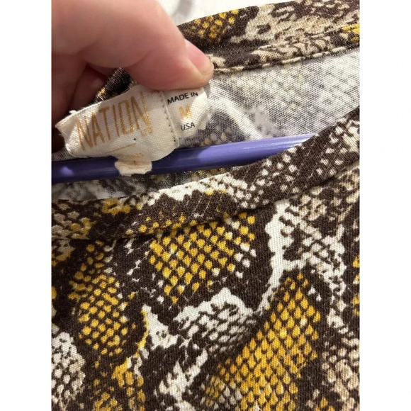 Nation LTD Snake Print Yellow Orange Black T-Shirt Size‎ Medium Recycled Cotton - Picture 4 of 10